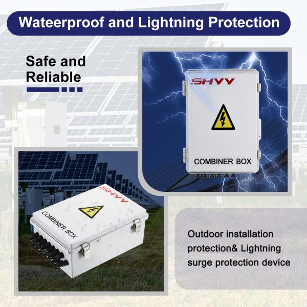 MECCANIXITY 6 String Metal Solar Combiner Box, PV Combiner Box With15A Rated Current Fuse, Surge Protective Device and 63A Circuit Breaker, White